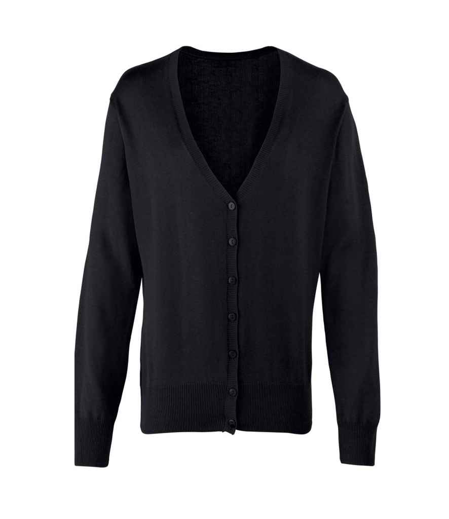 Premier Ladies Cotton Acrylic V Neck Cardigan - Black