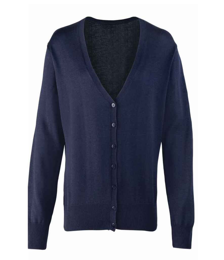 Premier Ladies Cotton Acrylic V Neck Cardigan - Navy