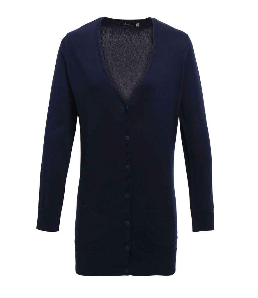 Premier Ladies Longline V Neck Cardigan - Navy