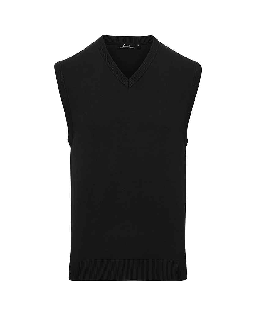 Premier Sleeveless Cotton Acrylic V Neck Sweater - Black