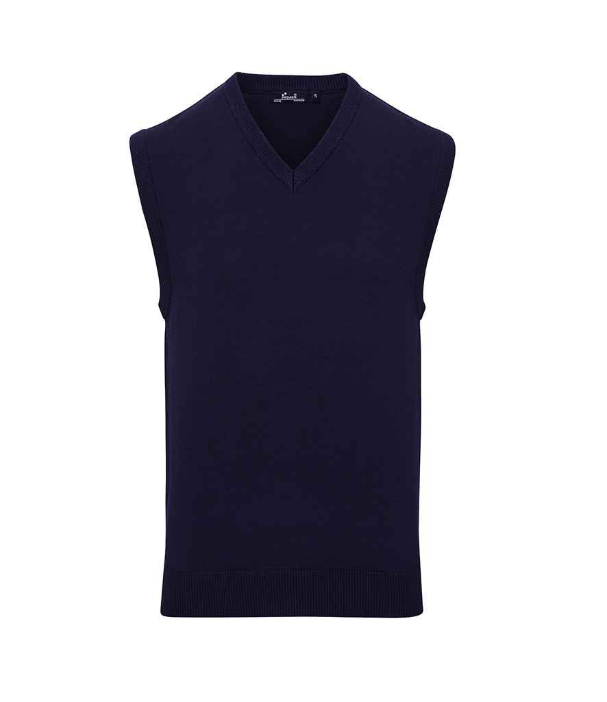 Premier Sleeveless Cotton Acrylic V Neck Sweater - Navy