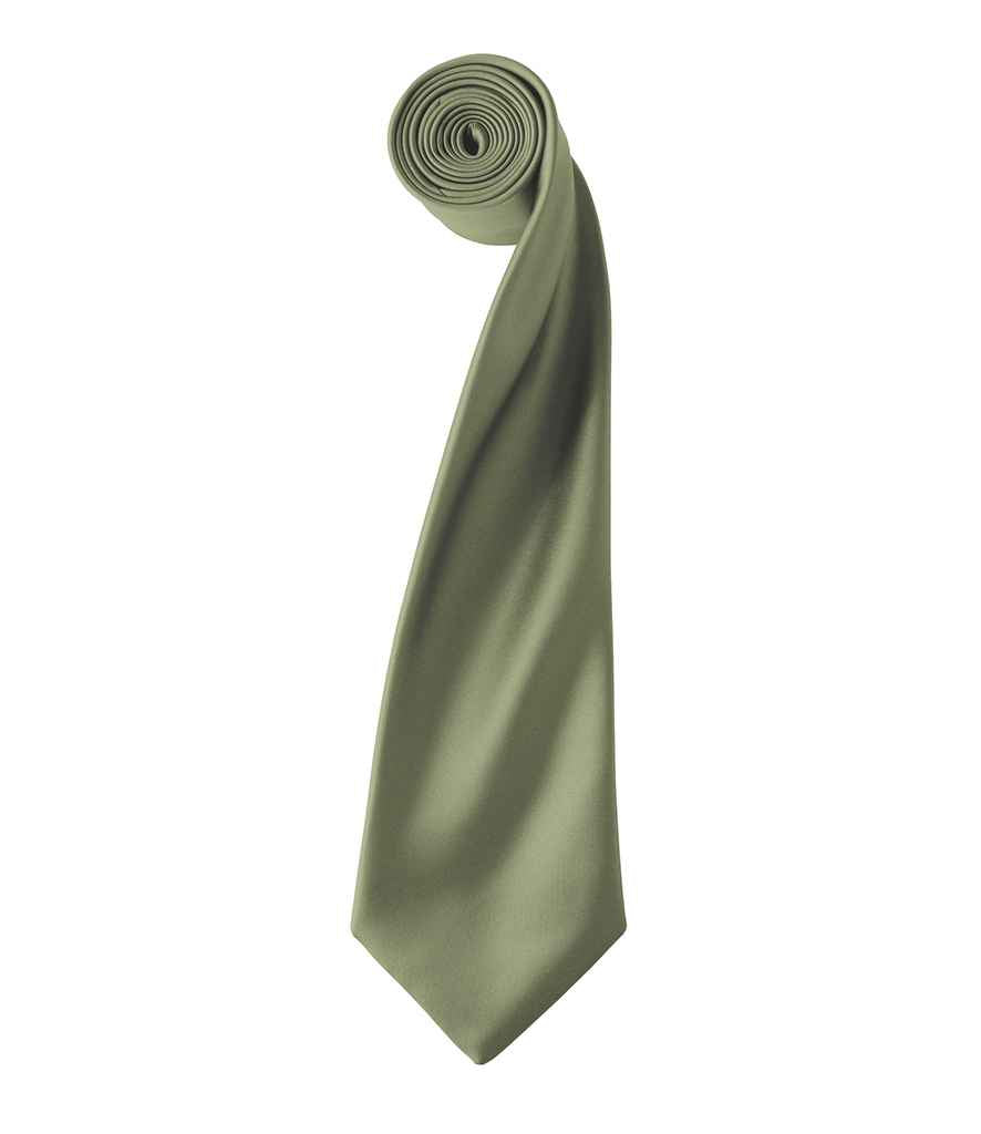Premier 'Colours' Satin Tie - Olive Green