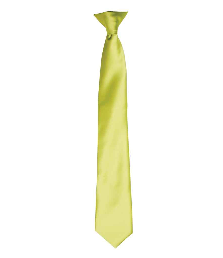 Premier 'Colours' Satin Clip Tie - Lime Green
