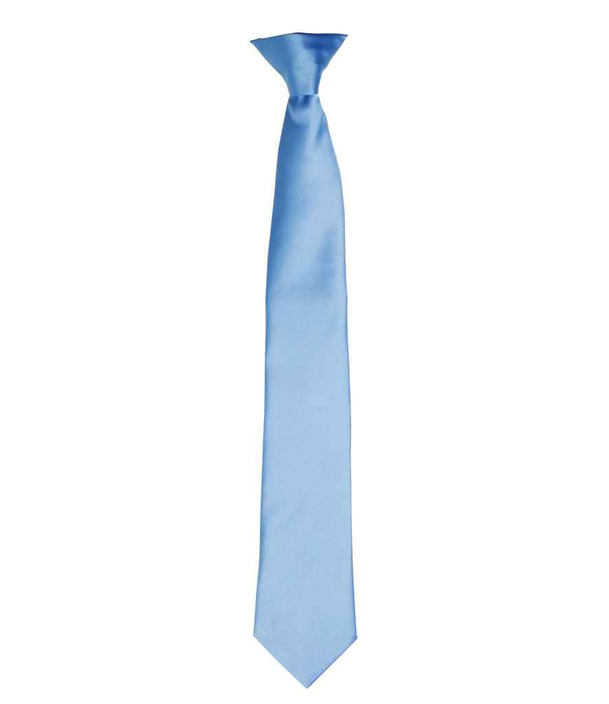 Premier 'Colours' Satin Clip Tie - Mid Blue