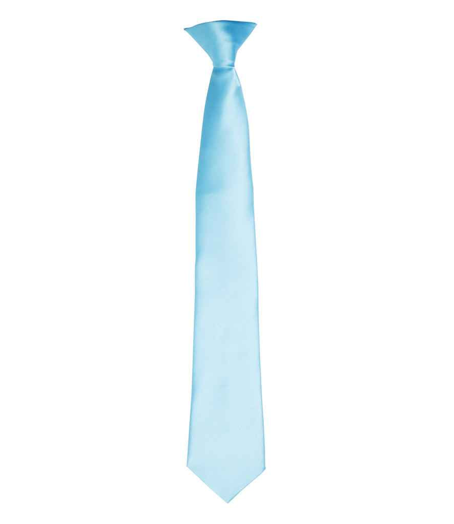 Premier 'Colours' Satin Clip Tie - Turquoise Blue