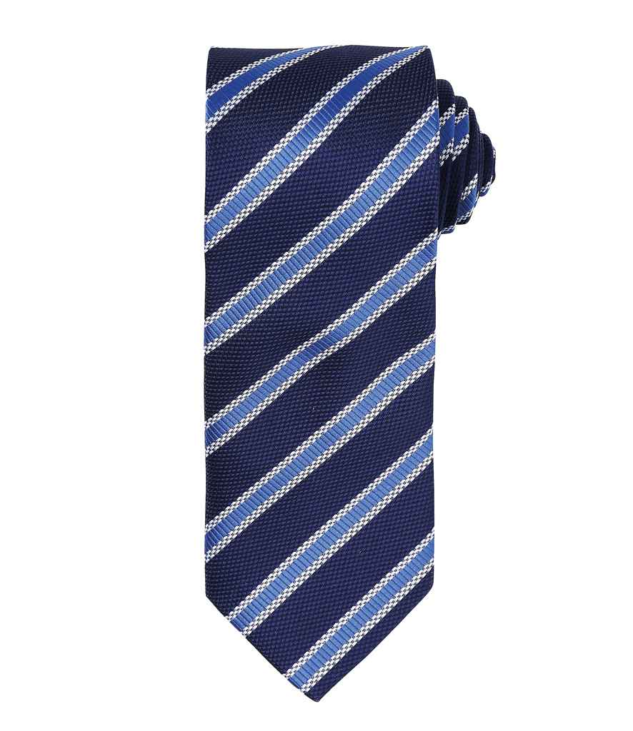 Premier Waffle Stripe Tie - Navy/Royal Blue