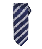 Premier Waffle Stripe Tie - Navy/Silver