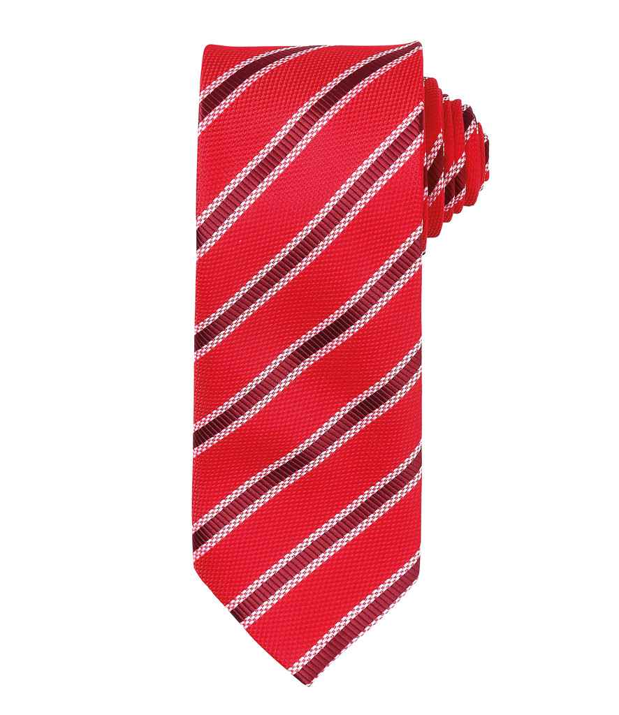Premier Waffle Stripe Tie - Red/Burgundy