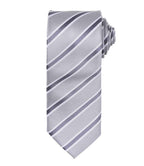 Premier Waffle Stripe Tie - Silver/Dark Grey