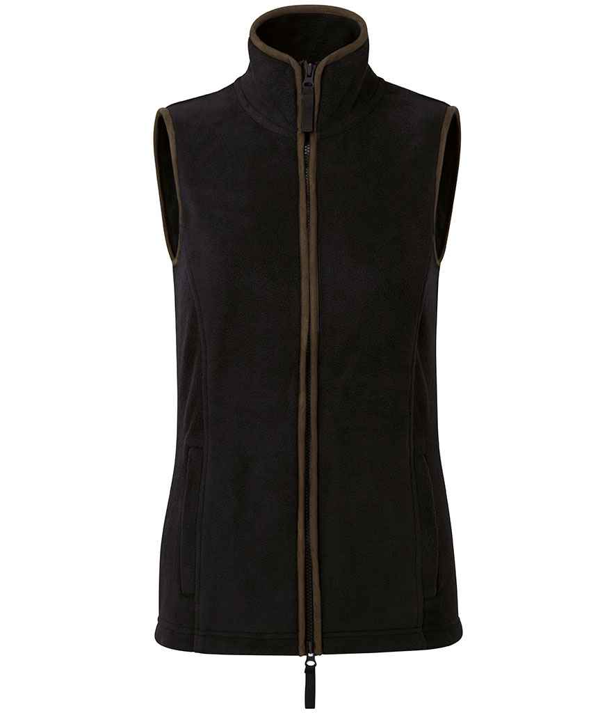 Premier Ladies Artisan Fleece Gilet - Black/Brown