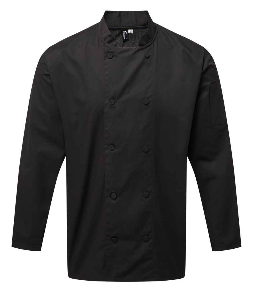 Premier Coolchecker® Long Sleeve Chef's Jacket - Black