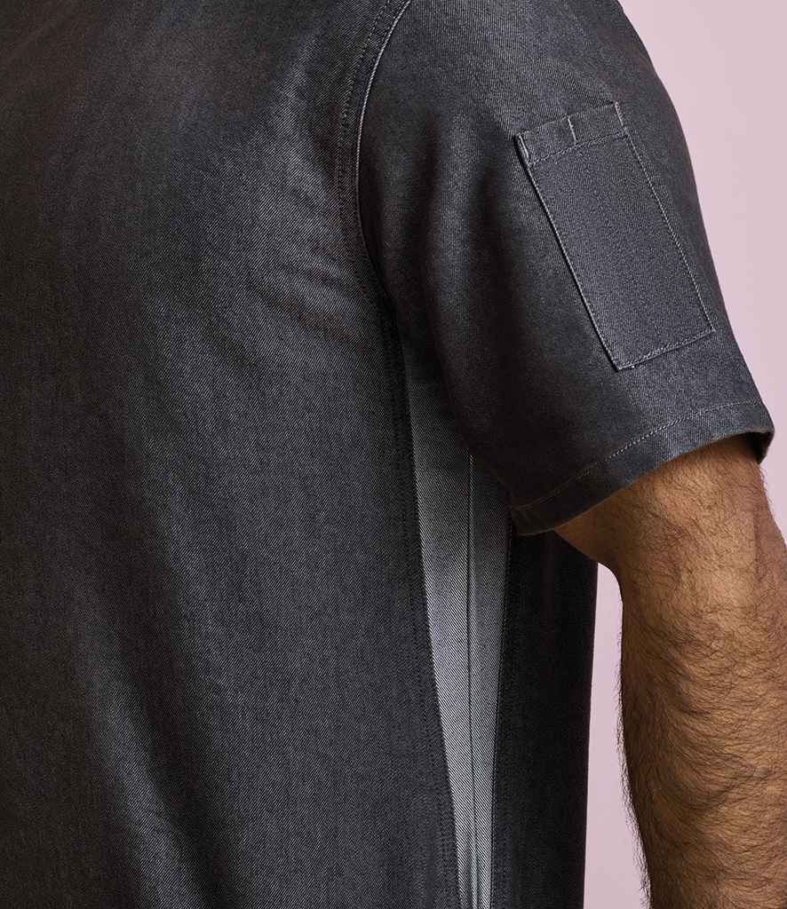 Premier Short Sleeve Zipped Chef's Jacket - Black Denim