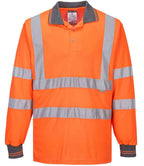 Portwest Hi-Vis Long Sleeve Polo Shirt - Orange