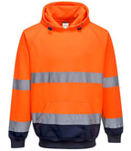 Portwest Hi-Vis Two Tone Hooded Sweatshirt - Orange/Navy