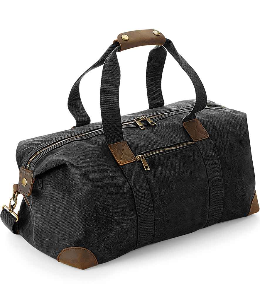 Quadra Heritage Waxed Canvas Holdall - Black