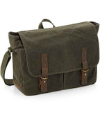 Quadra Heritage Waxed Canvas Messenger Bag - Olive Green