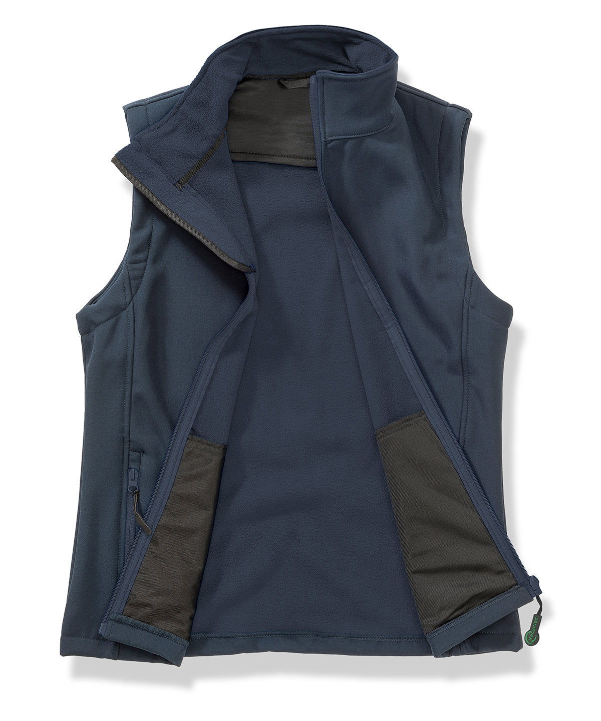 Womens printable softshell bodywarmer with recycled fleece inner
