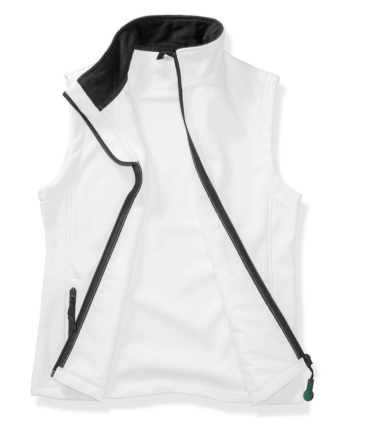 Womens printable softshell bodywarmer with recycled fleece inner