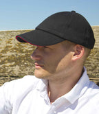 Result Low Profile Heavy Brushed Cotton Cap with Sandwich Peak - Black/Red