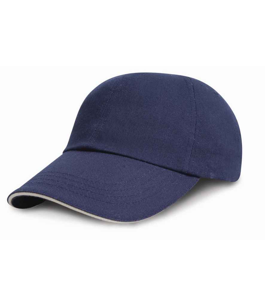Result Low Profile Heavy Brushed Cotton Cap with Sandwich Peak - Navy/White
