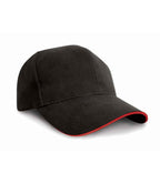 Result Pro-Style Heavy Brushed Cotton Cap - Black/Red