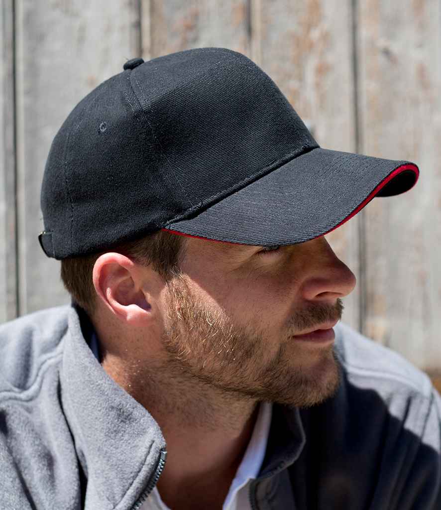 Result Pro-Style Heavy Brushed Cotton Cap - Black/Red