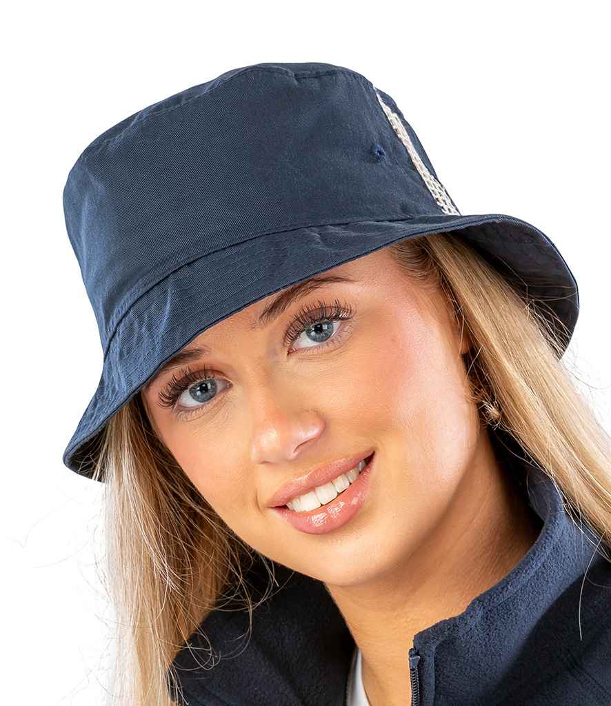 Result Deluxe Washed Cotton Bucket Hat - Navy