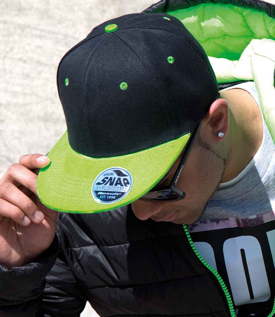 Result Contrast Bronx Snapback Cap - Black/Lime Green
