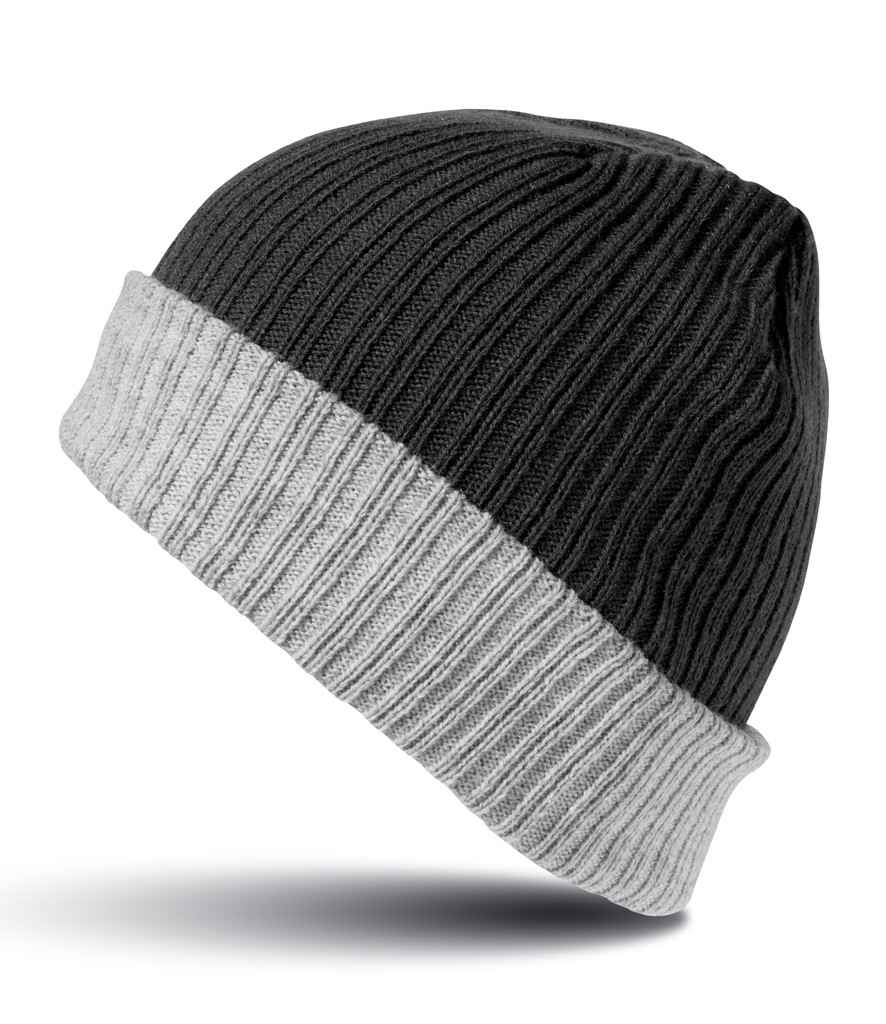 Result Double Layer Knitted Hat - Black/Grey