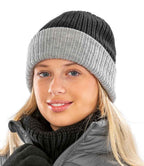 Result Double Layer Knitted Hat - Black/Grey