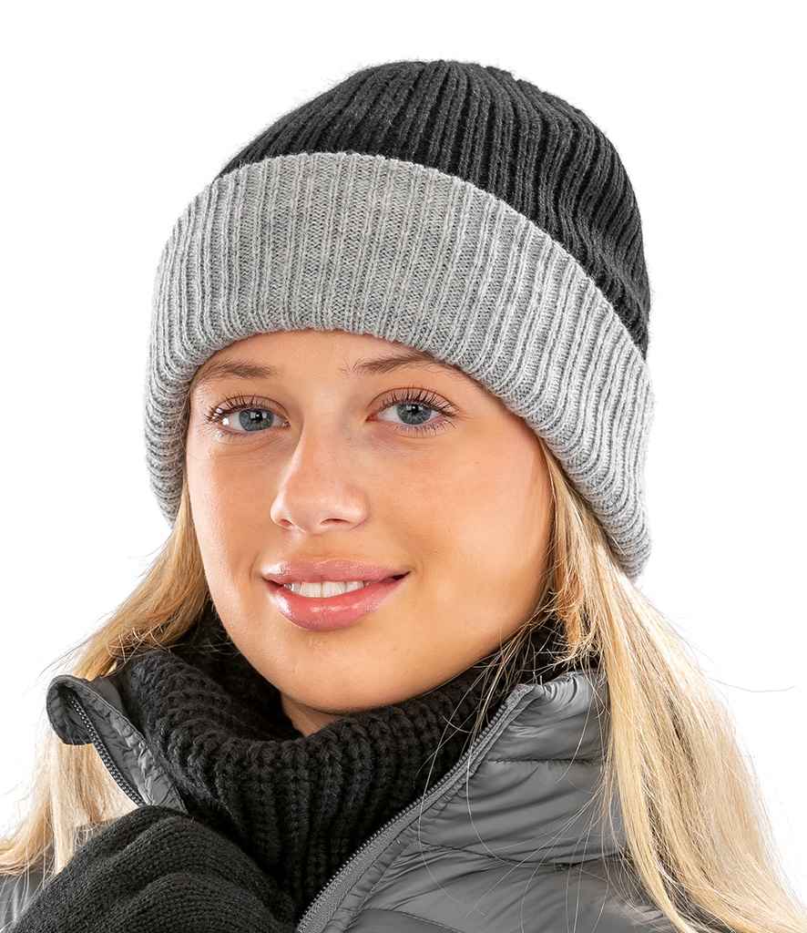 Result Double Layer Knitted Hat - Black/Grey