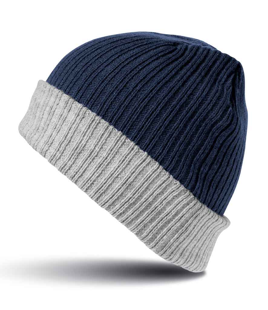 Result Double Layer Knitted Hat - Navy/Grey