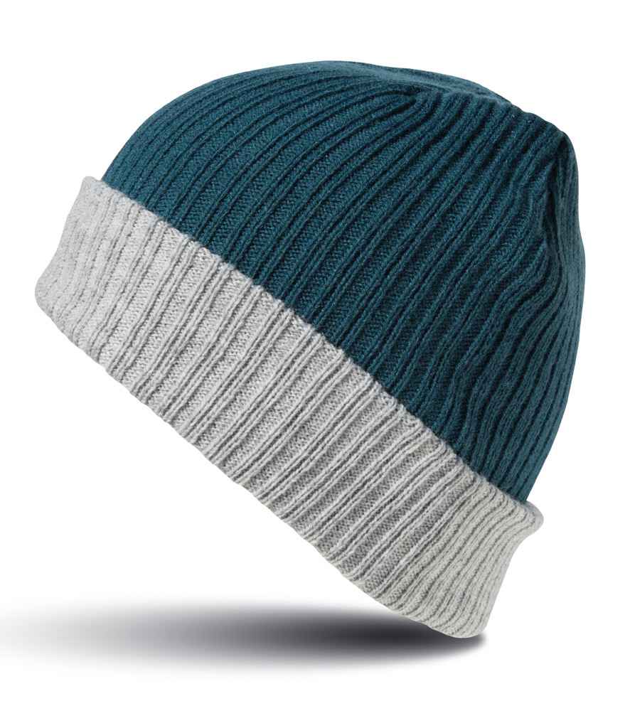 Result Double Layer Knitted Hat - Teal/Grey