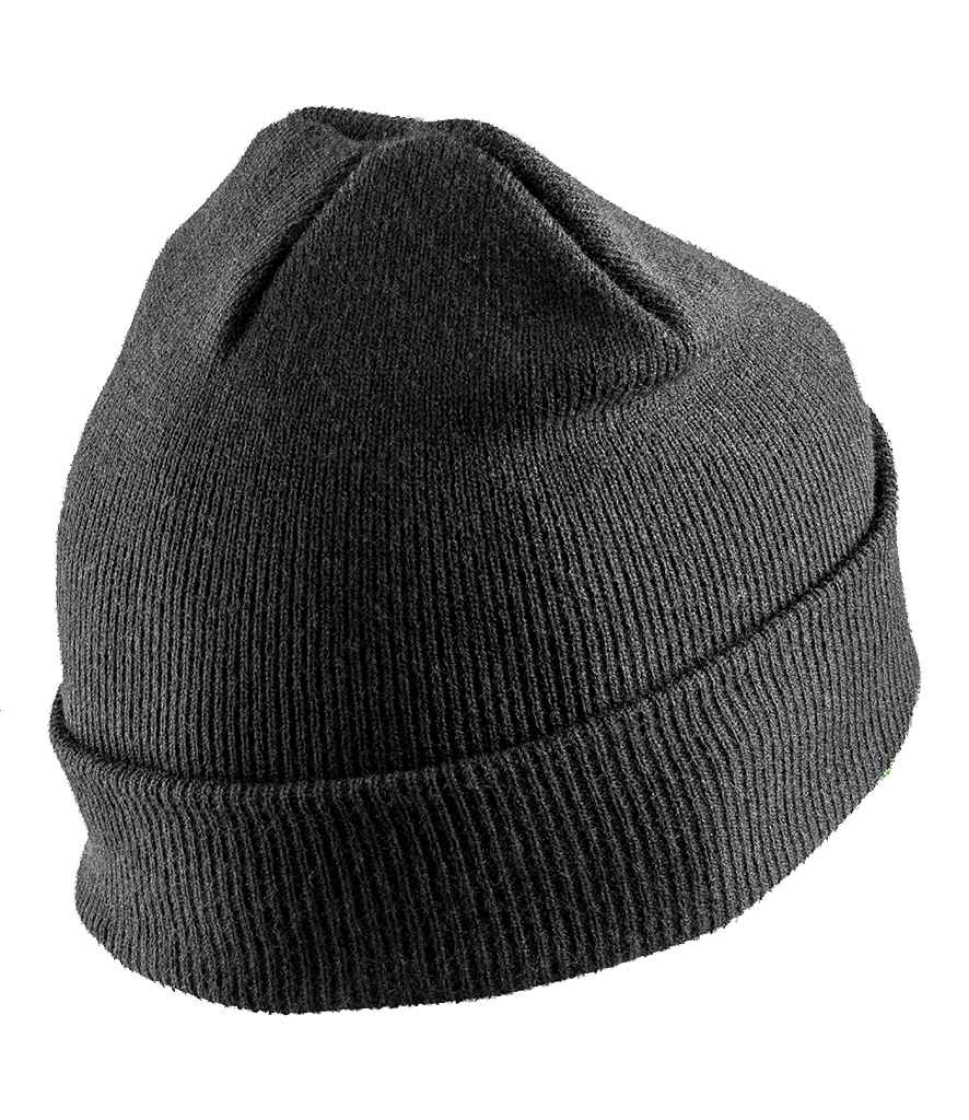 Result Recycled Double Knit Printers Beanie - Black