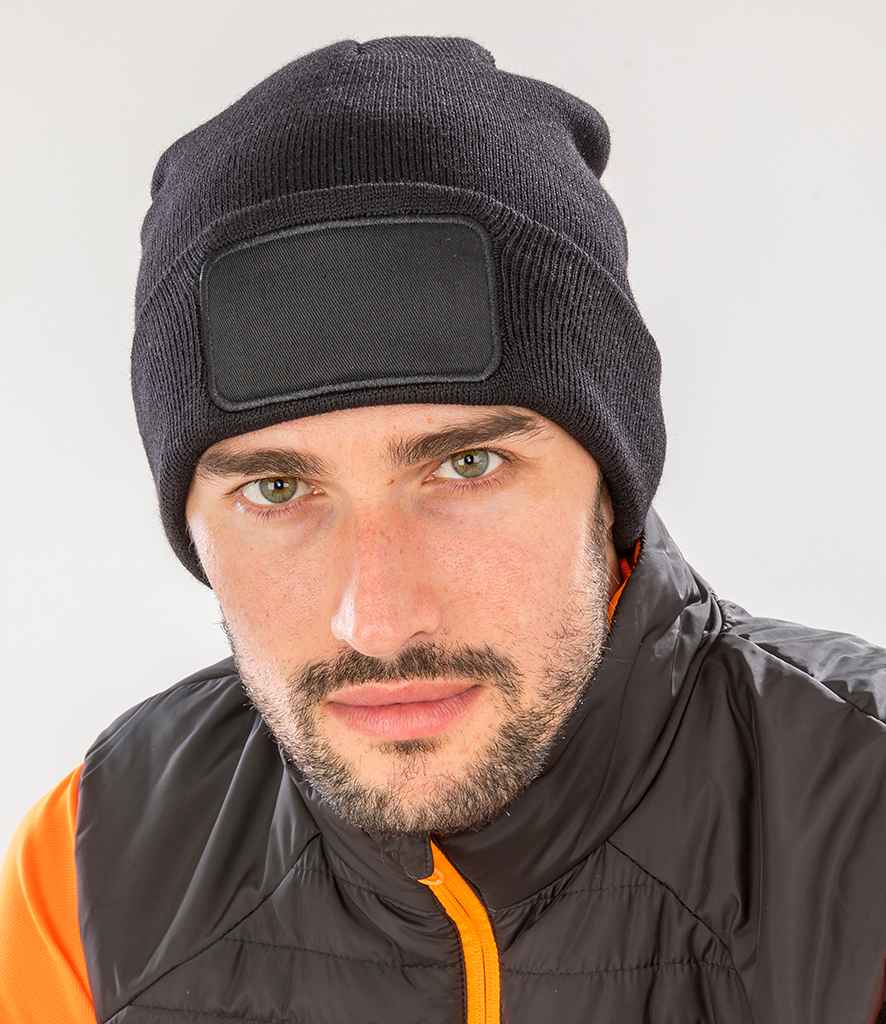 Result Recycled Double Knit Printers Beanie - Black