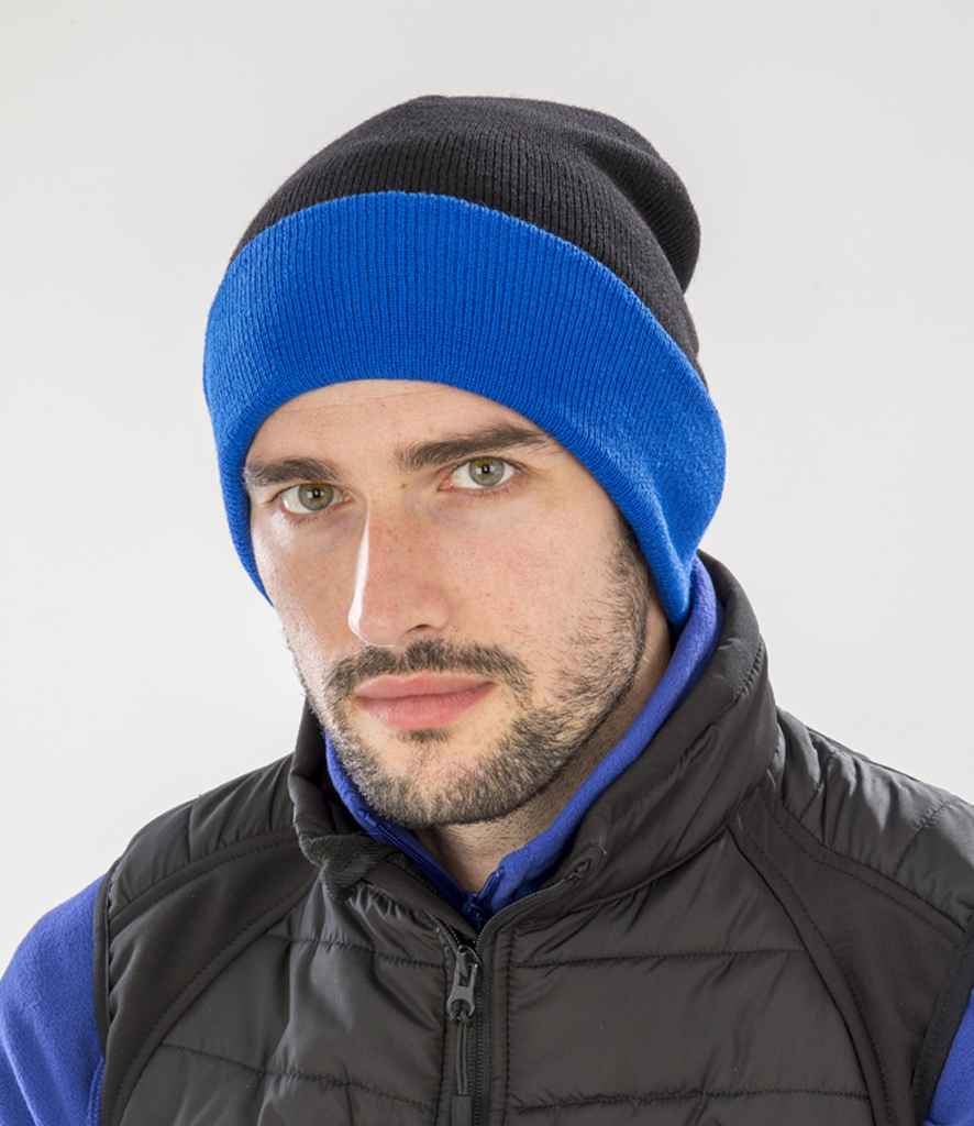 Result Recycled Compass Beanie - Black/Royal Blue
