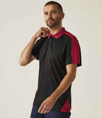 Regatta Contrast Quick Wicking Piqué Polo Shirt - Black/Classic Red