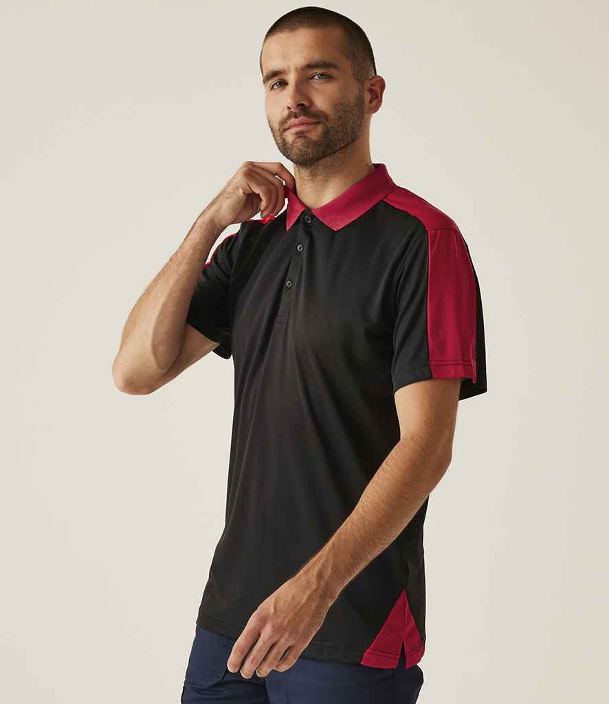 Regatta Contrast Quick Wicking Piqué Polo Shirt - Black/Classic Red