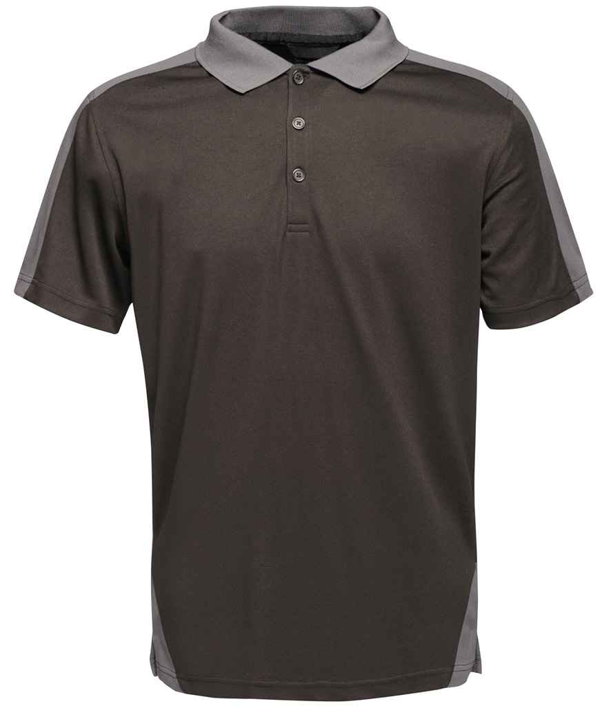 Regatta Contrast Quick Wicking Piqué Polo Shirt - Black/Seal Grey