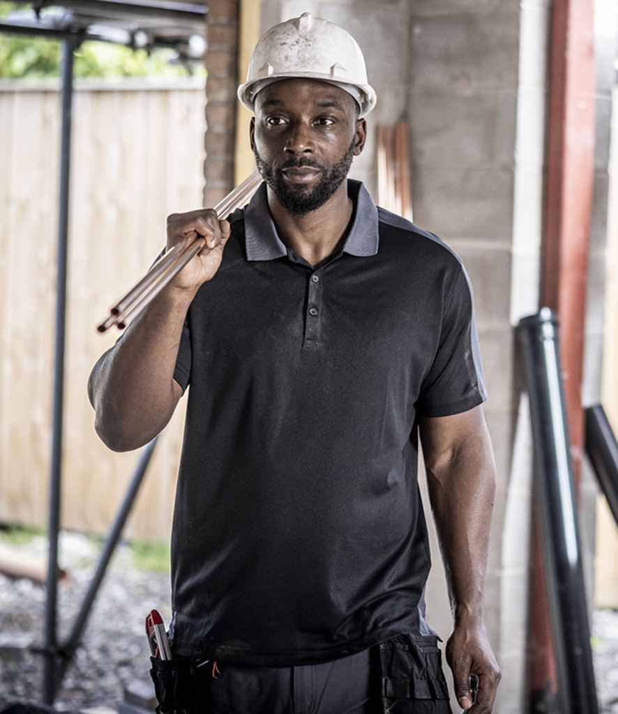 Regatta Contrast Quick Wicking Piqué Polo Shirt - Black/Seal Grey