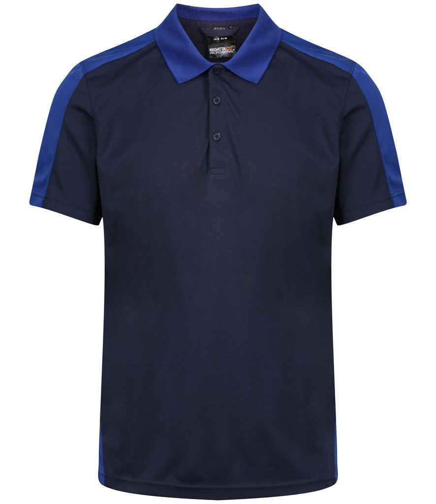 Regatta Contrast Quick Wicking Piqué Polo Shirt - Navy/New Royal Blue