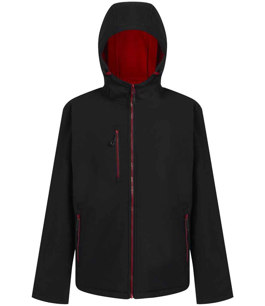 Regatta Navigate Two Layer Hooded Soft Shell Jacket - Black/Classic Red