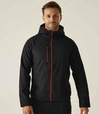 Regatta Navigate Two Layer Hooded Soft Shell Jacket - Black/Classic Red