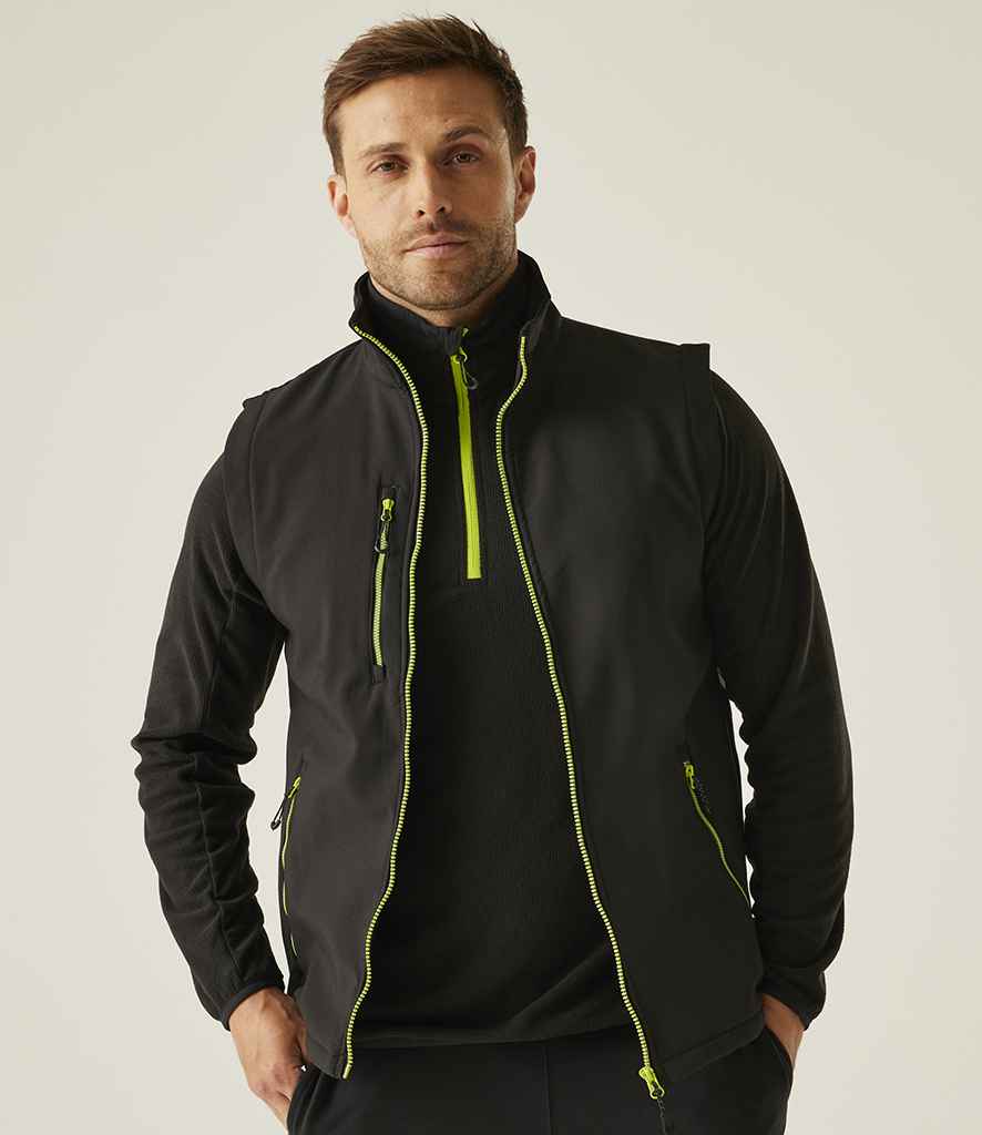 Regatta Navigate Two Layer Soft Shell Bodywarmer - Black/Lime Green