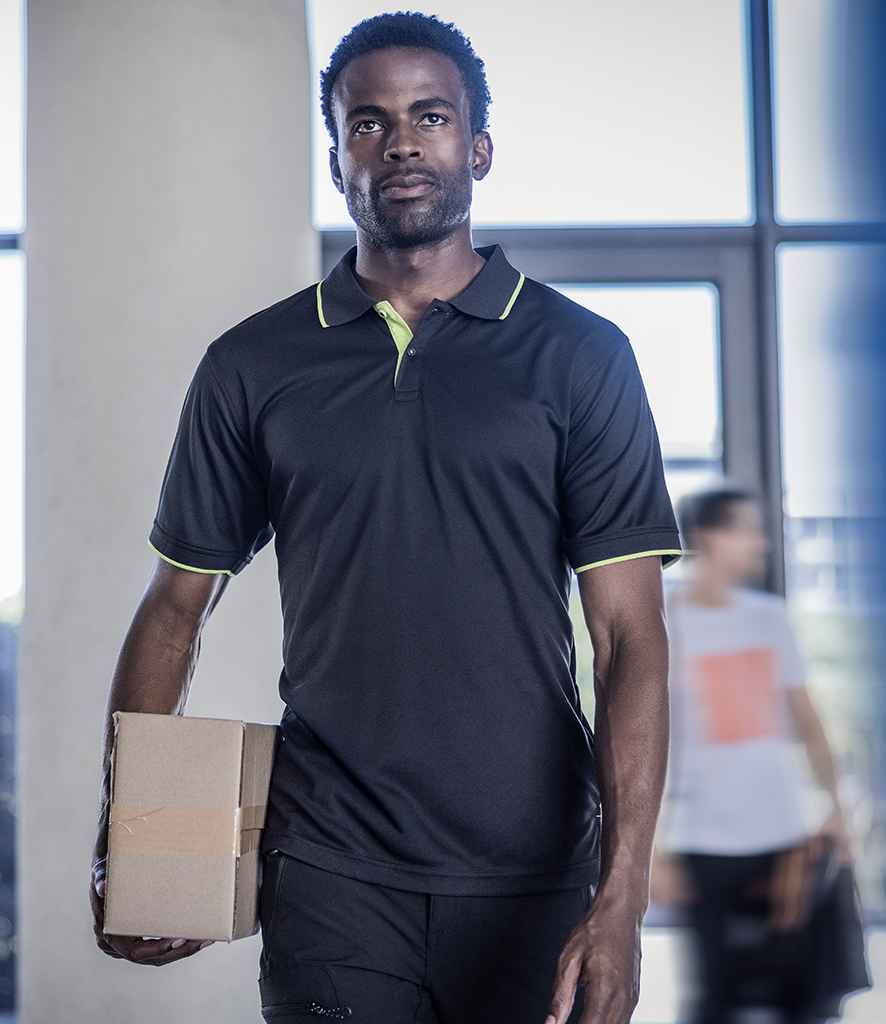 Regatta Navigate Polo Shirt - Black/Lime Green