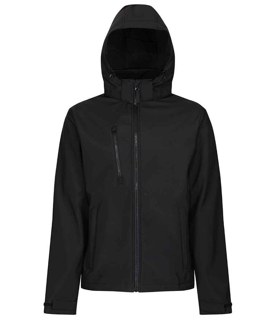 Regatta Venturer Three Layer Hooded Soft Shell Jacket - Black/Black