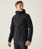 Regatta Venturer Three Layer Hooded Soft Shell Jacket - Black/Black