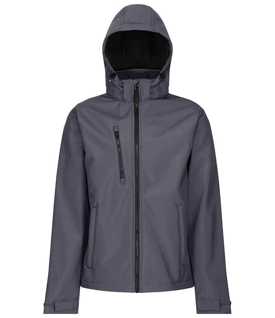 Regatta Venturer Three Layer Hooded Soft Shell Jacket - Seal Grey/Black