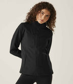 Regatta Ladies Venturer Three Layer Hooded Soft Shell Jacket - Black/Black