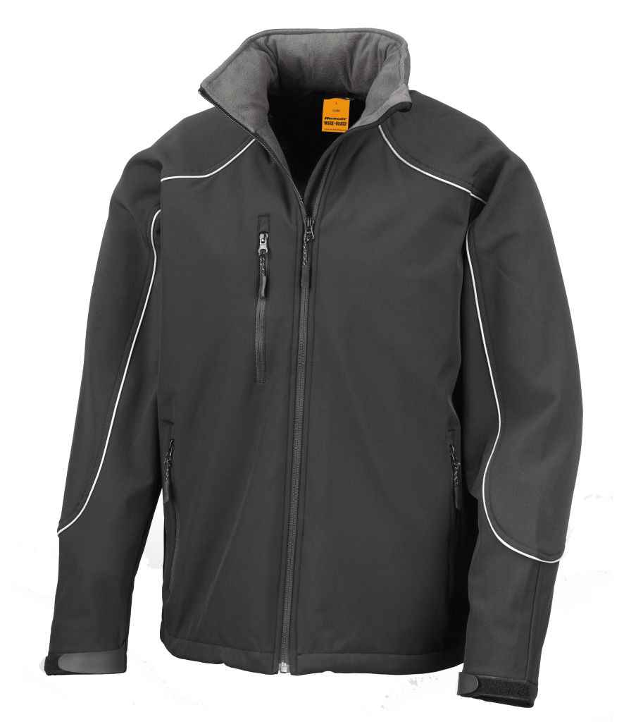 Result Work-Guard Hooded Soft Shell Jacket - Black/Black